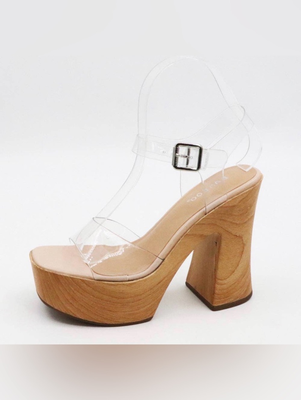 Bamboo BABIE- Women Chunky Platform Clear Ankle Strap Sandals